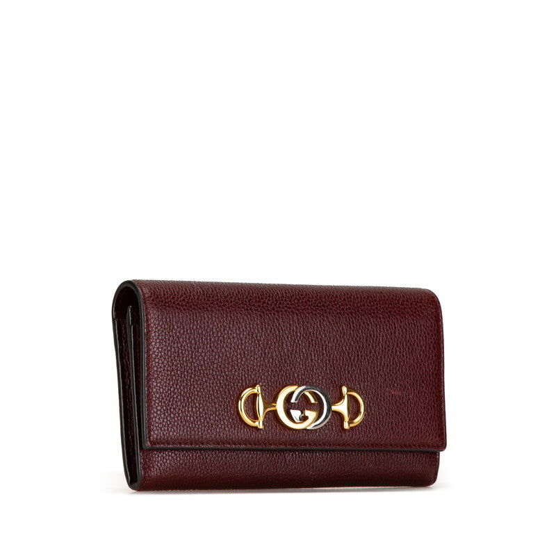 Gucci Zumi Interlocking G Horsebit Leather Continental Wallet in Very Good Condition