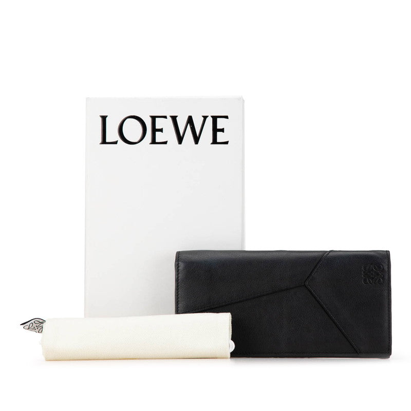 Loewe Anagram Puzzle Long Wallet Black Leather