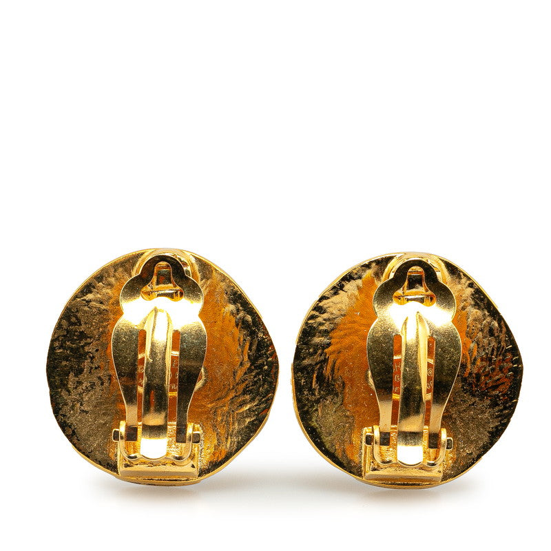 Chanel Vintage Round Coco Mark Earrings Gold Plated