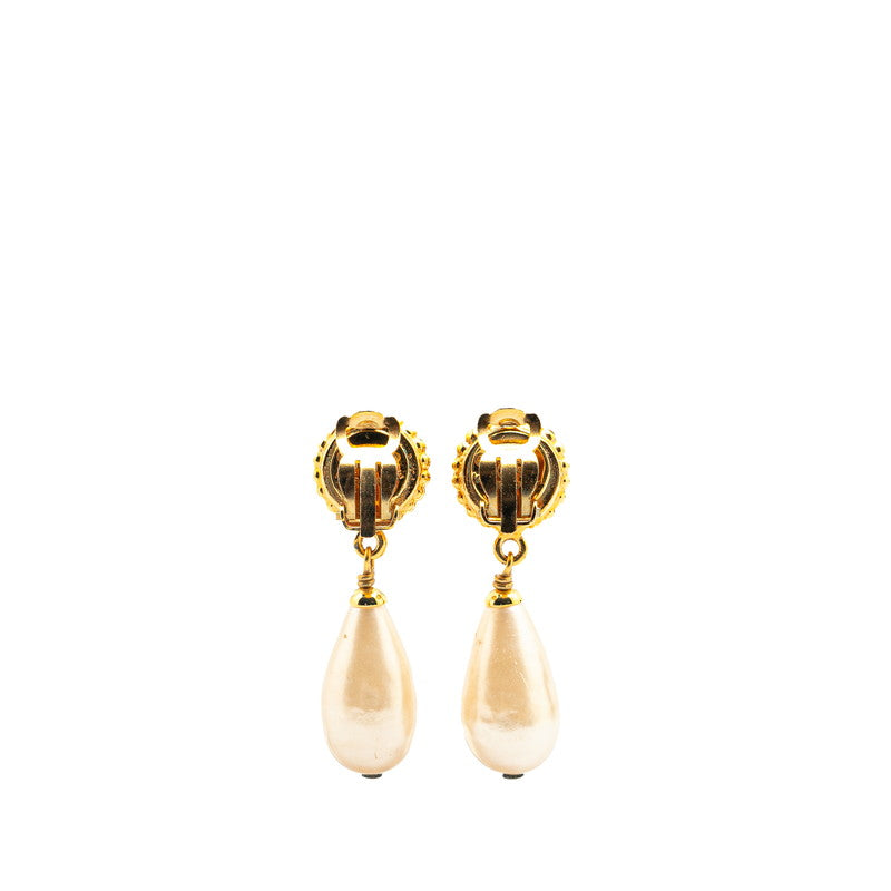 Chanel Clover Swing Earrings Gold Black