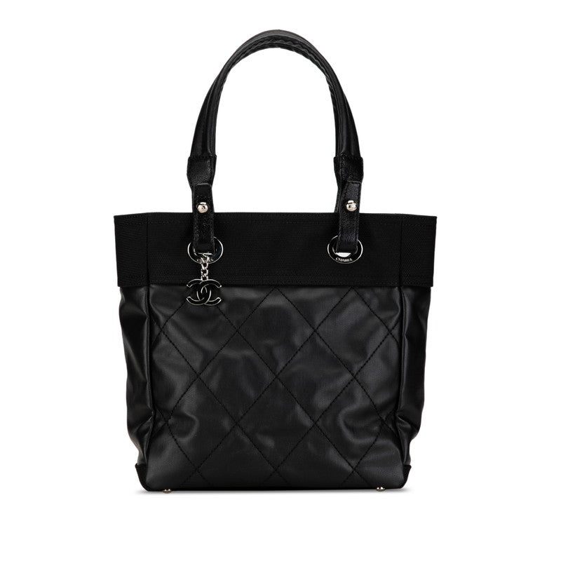 Chanel Coco Mark Paris Biarritz Tote PM PVC Leather Black Silver