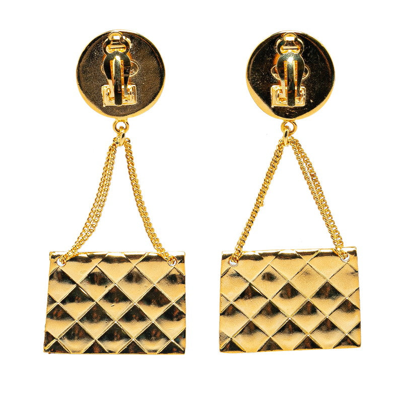 Chanel Coco Mark Matelasse Earrings Gold