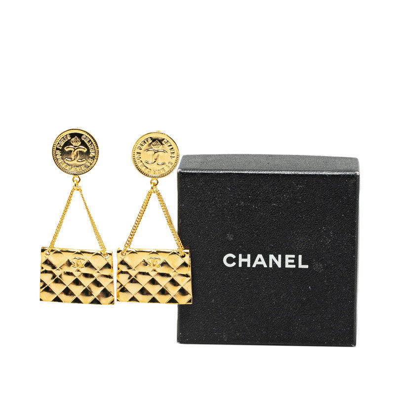 Chanel Coco Mark Matelasse Earrings Gold