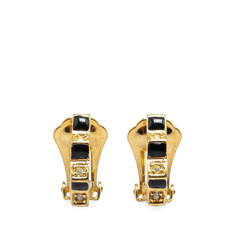 Dior Vintage Half Hoop Earrings Gold Black