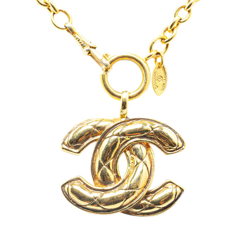 Chanel Coco Mark Matelasse Necklace Gold Plated in Very Good Condition