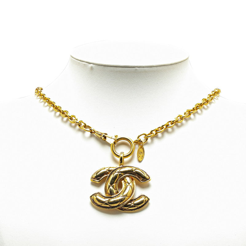 Chanel Coco Mark Matelasse Necklace Gold Plated in Very Good Condition