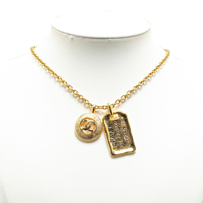 Chanel Vintage Coco Mark Necklace Gold Plated