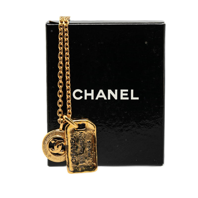 Chanel Vintage Coco Mark Necklace Gold Plated