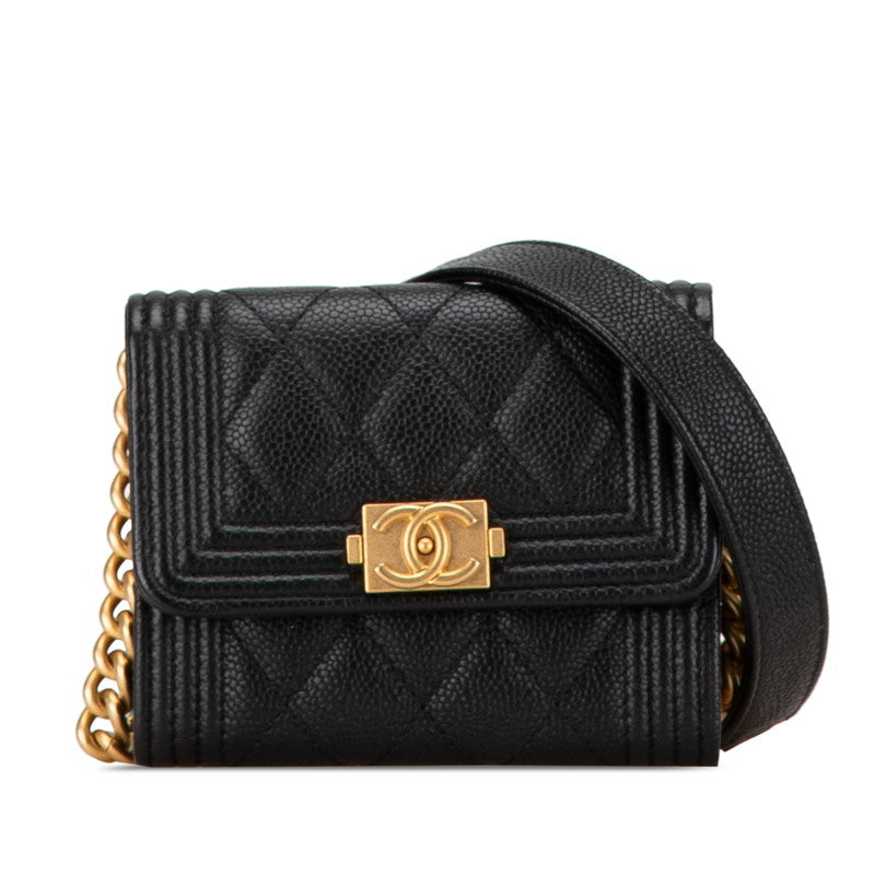 Chanel Boy Chain Wallet Mini Shoulder Bag Black