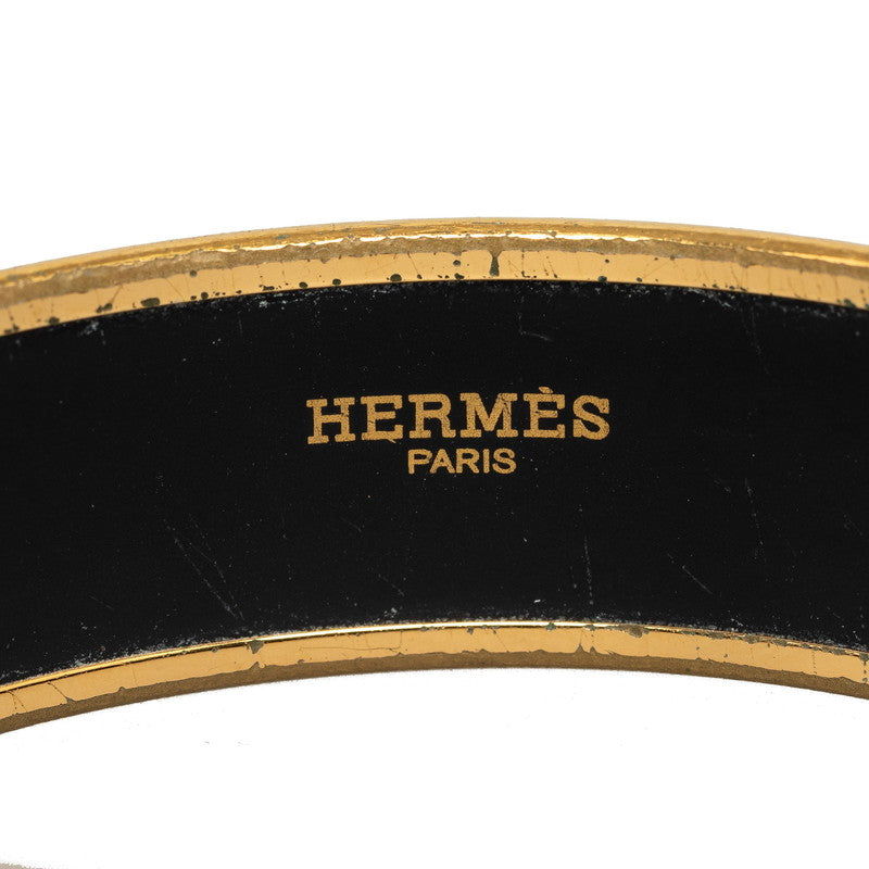 Hermes Enamel GM Logo Bangle Gold Brown Multicolor in Great Condition