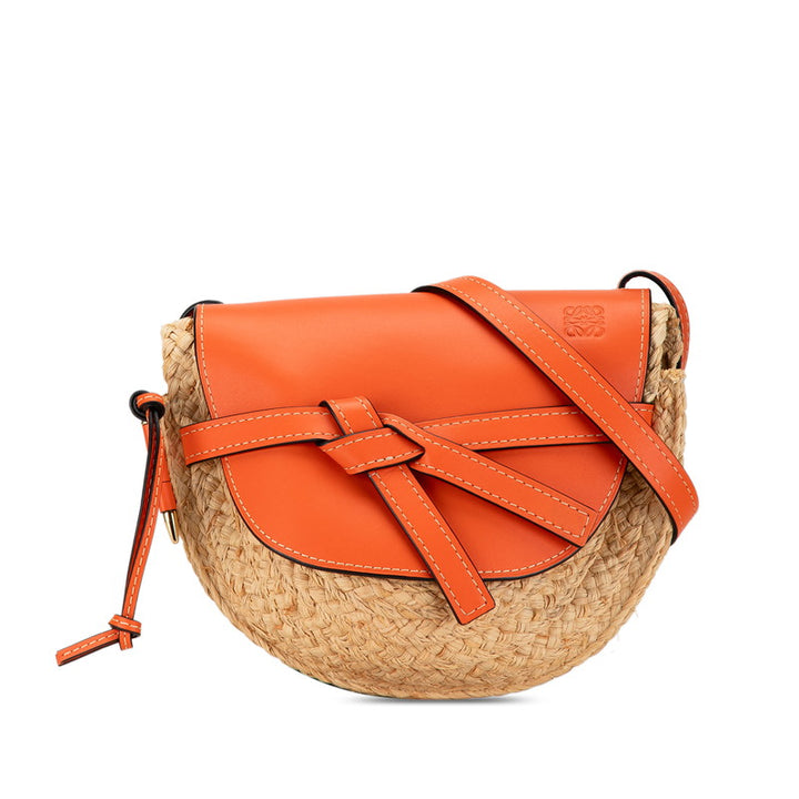 Loewe Anagram Gate Bag Raffia Leather