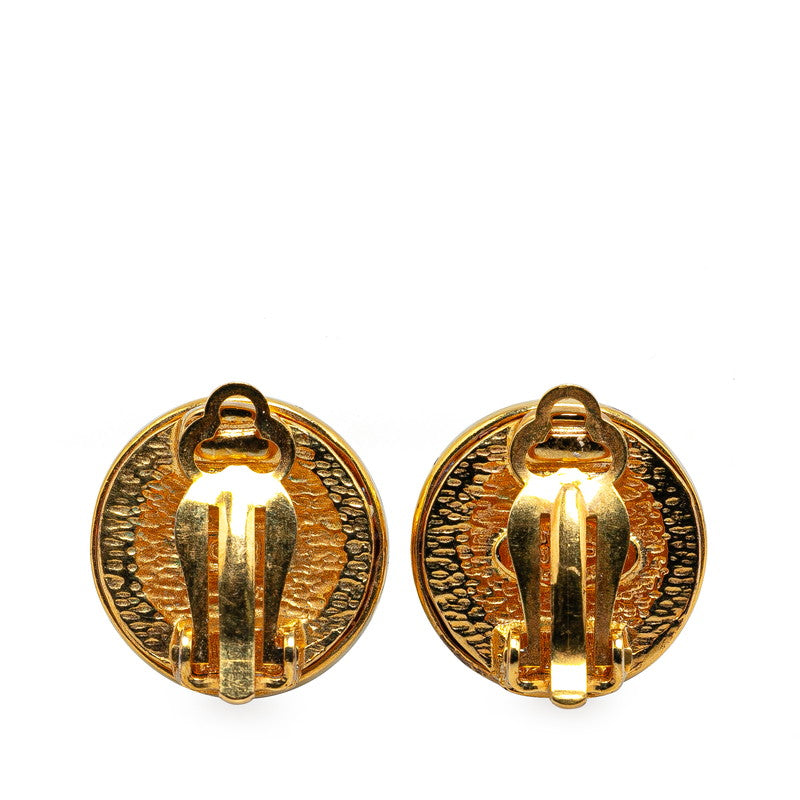 Chanel Vintage Coco Mark Round Earrings Gold