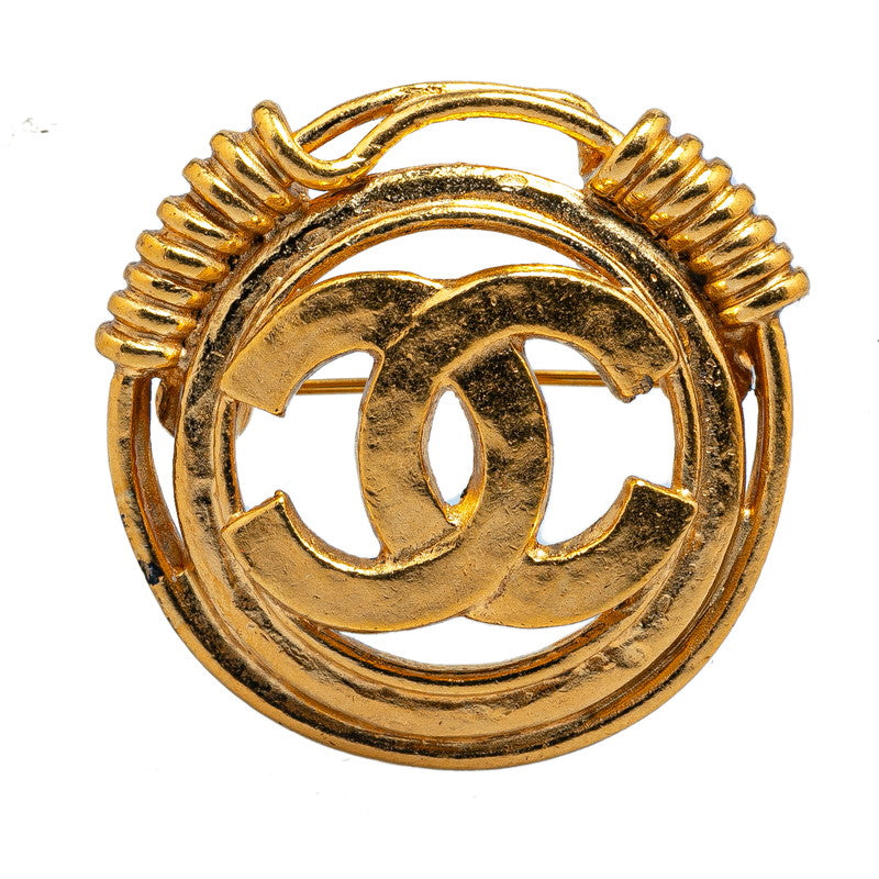 Chanel Vintage Coco Mark Circle Brooch Gold