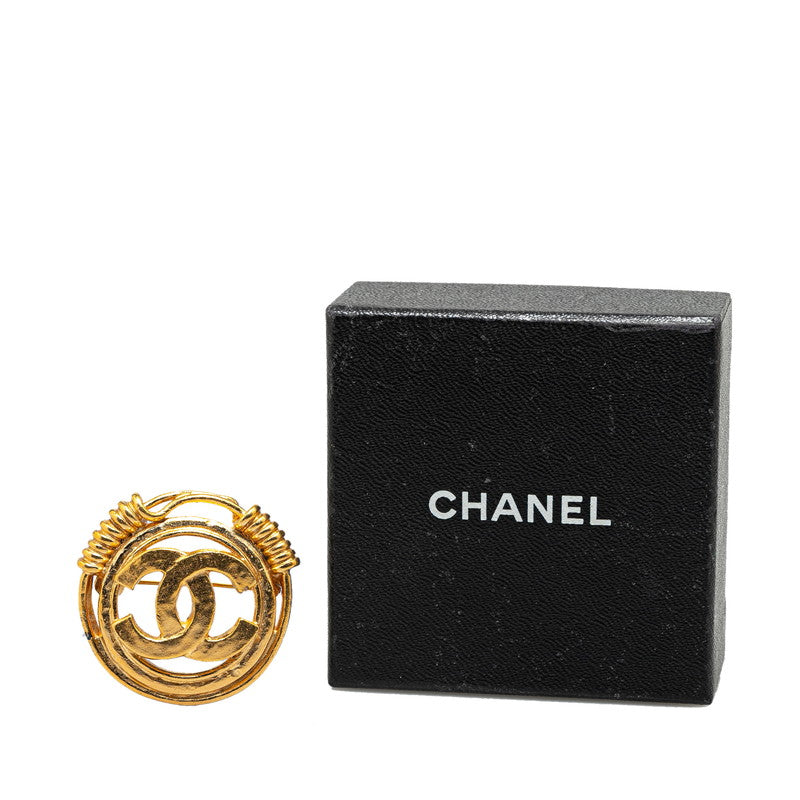 Chanel Vintage Coco Mark Circle Brooch Gold