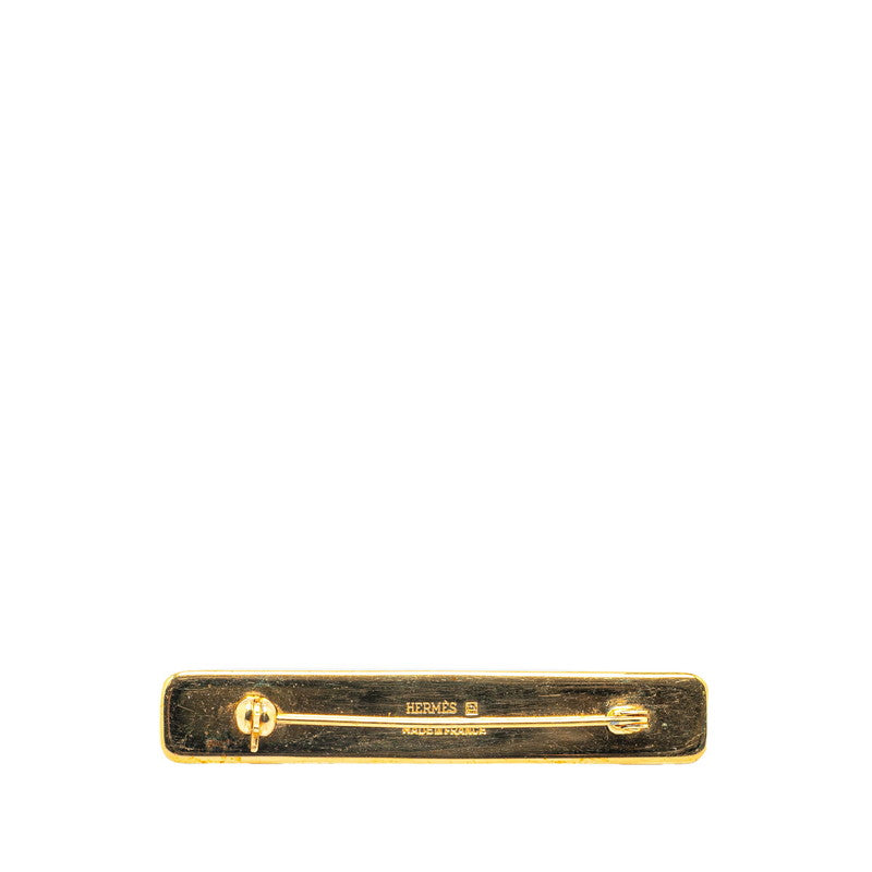 Hermes Enamel Brooch Gold Multicolor