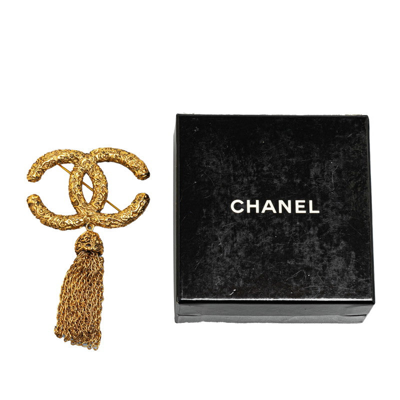 Chanel Vintage Coco Mark Fringe Brooch Gold