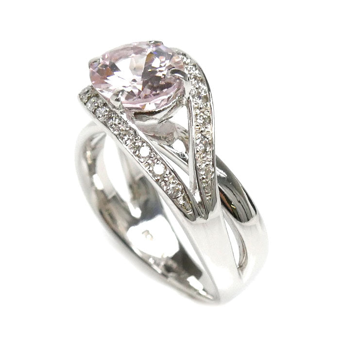 K18WG White Gold Morganite Diamond Ring