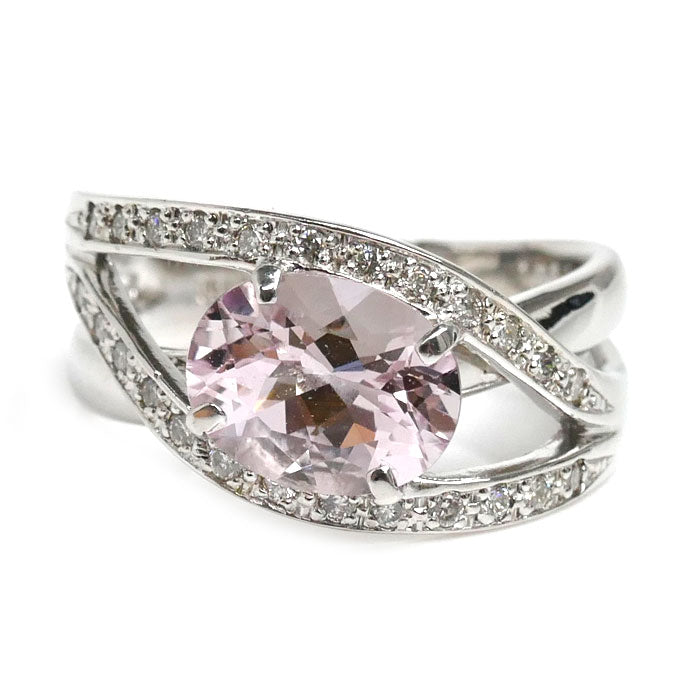 K18WG White Gold Morganite Diamond Ring