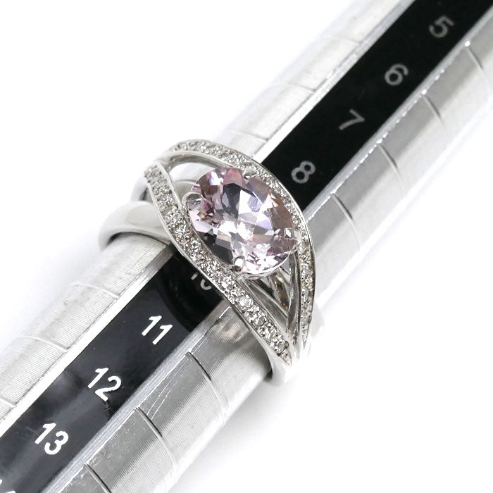 K18WG White Gold Morganite Diamond Ring