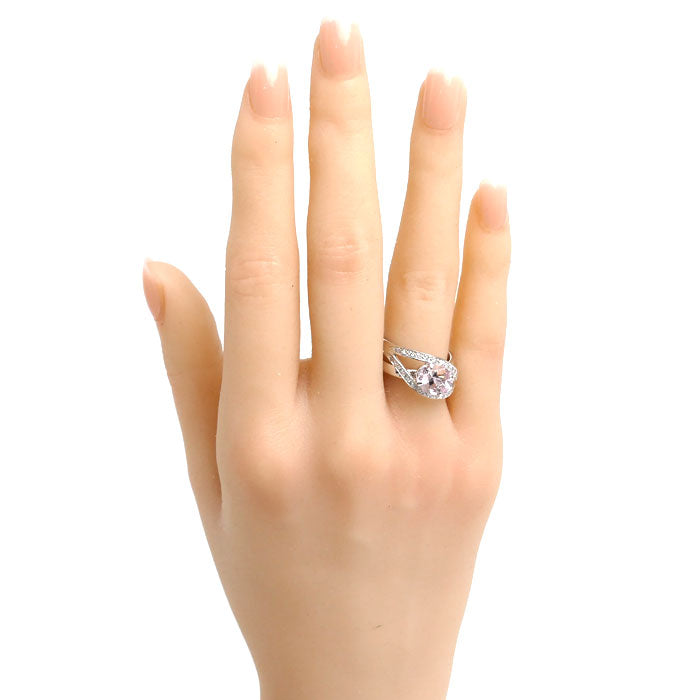 K18WG White Gold Morganite Diamond Ring