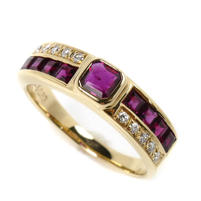 K18YG Yellow Gold Ruby Diamond Ring