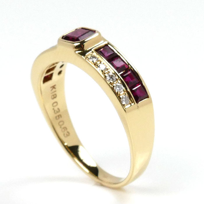 K18YG Yellow Gold Ruby Diamond Ring