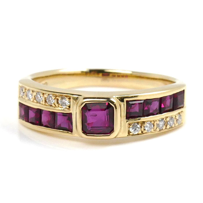 K18YG Yellow Gold Ruby Diamond Ring