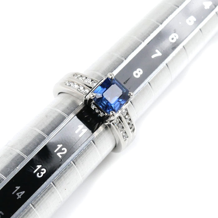 Pt900 Platinum Ring Diamond Sapphire