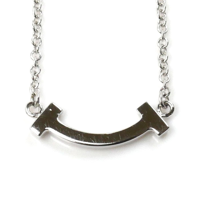 Tiffany & Co White Gold Diamond T Smile Necklace