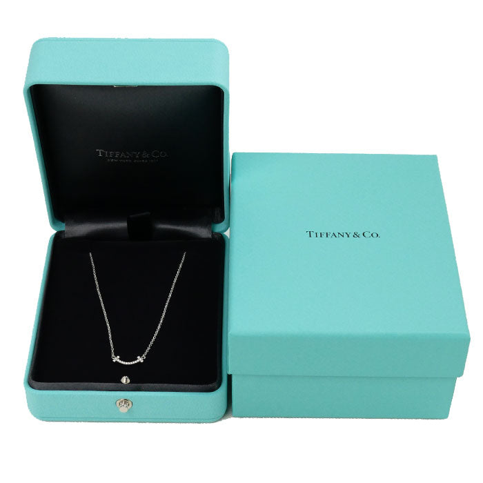 Tiffany & Co White Gold Diamond T Smile Necklace