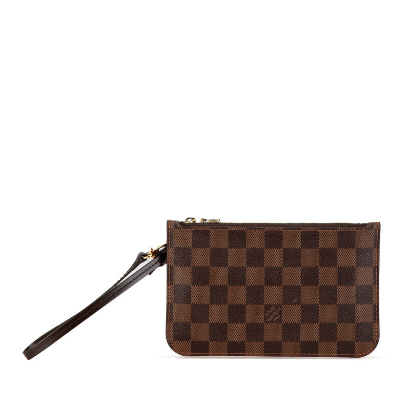 Louis Vuitton Damier Neverfull Pouch Brown PVC Leather