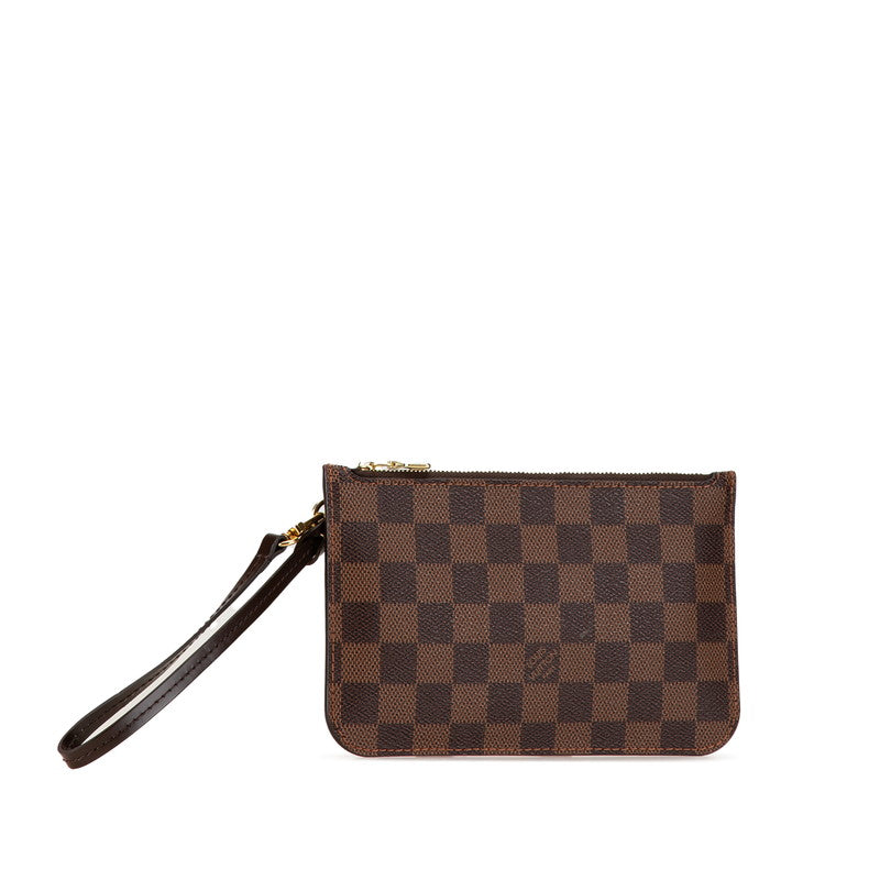 Louis Vuitton Damier Neverfull Pouch Brown PVC Leather in Great Condition