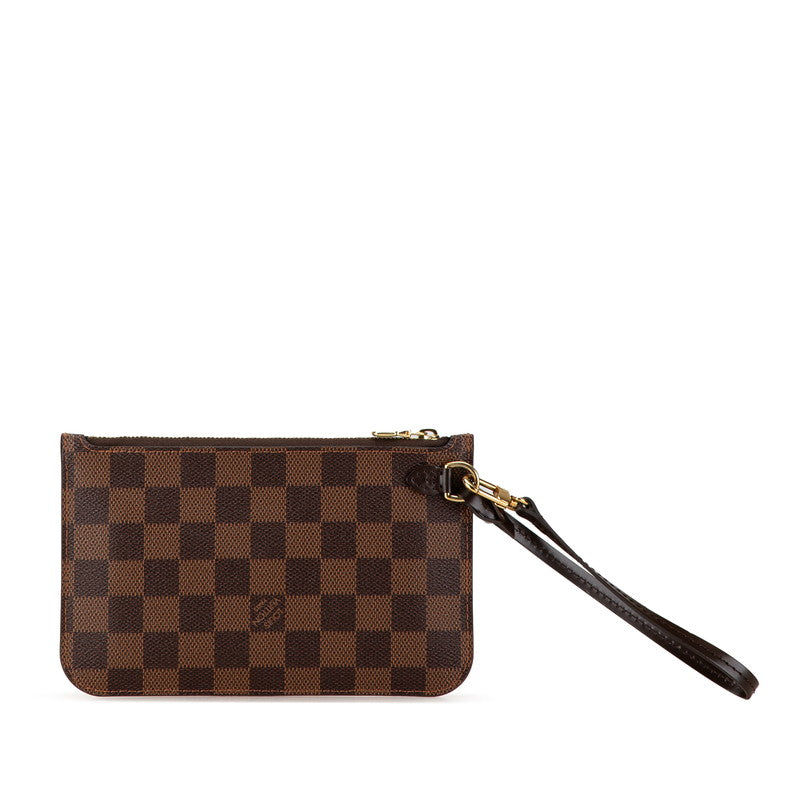 Louis Vuitton Damier Neverfull Pouch Brown PVC Leather in Great Condition