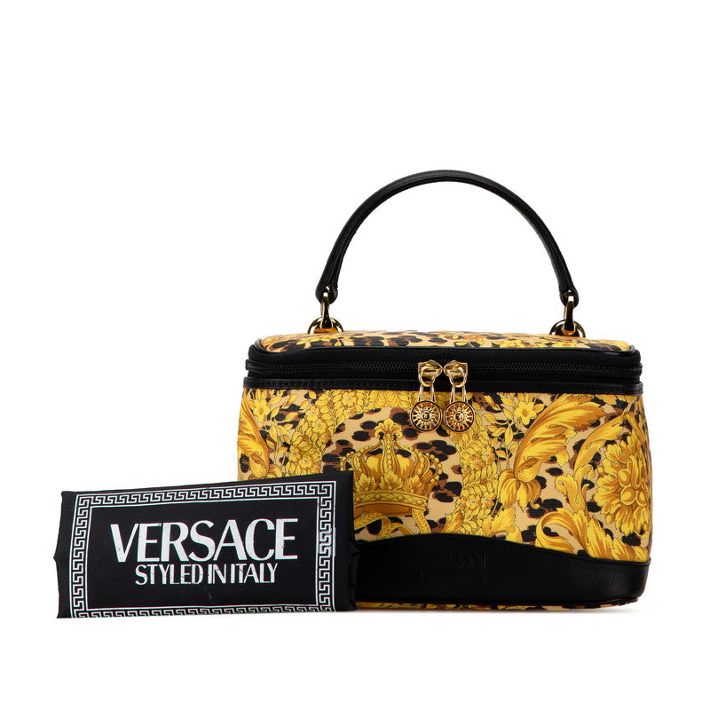 Versace Sunburst Vanity Bag PVC Leather Yellow Black in Very Good Condition