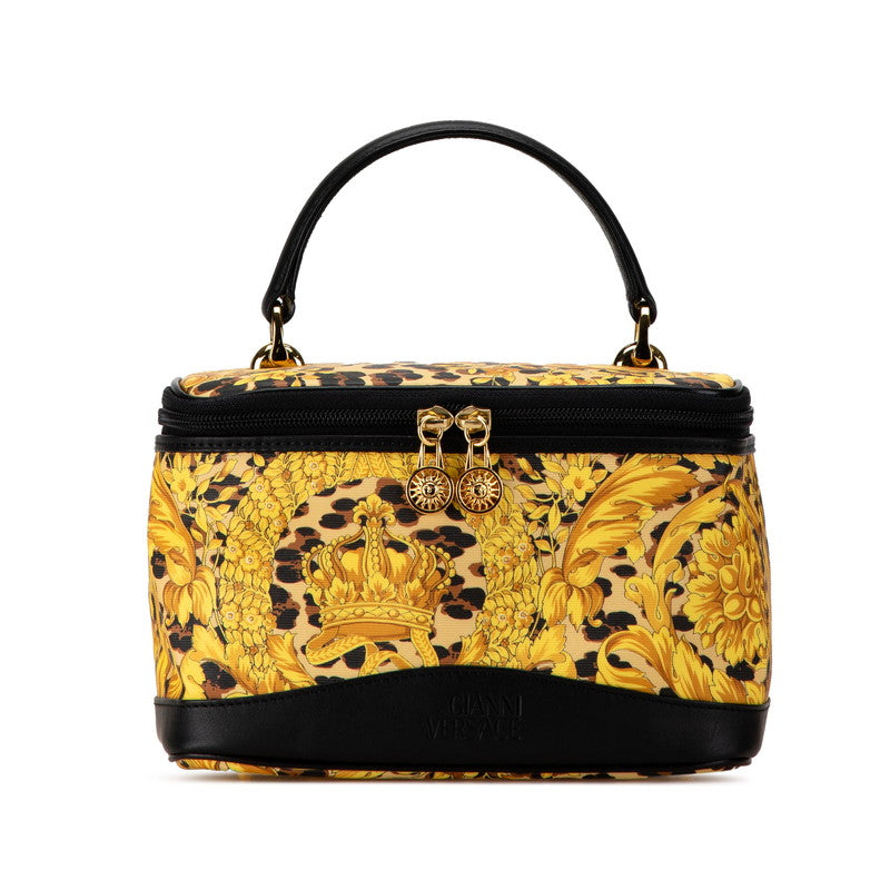 Versace Sunburst Vanity Bag PVC Leather Yellow Black