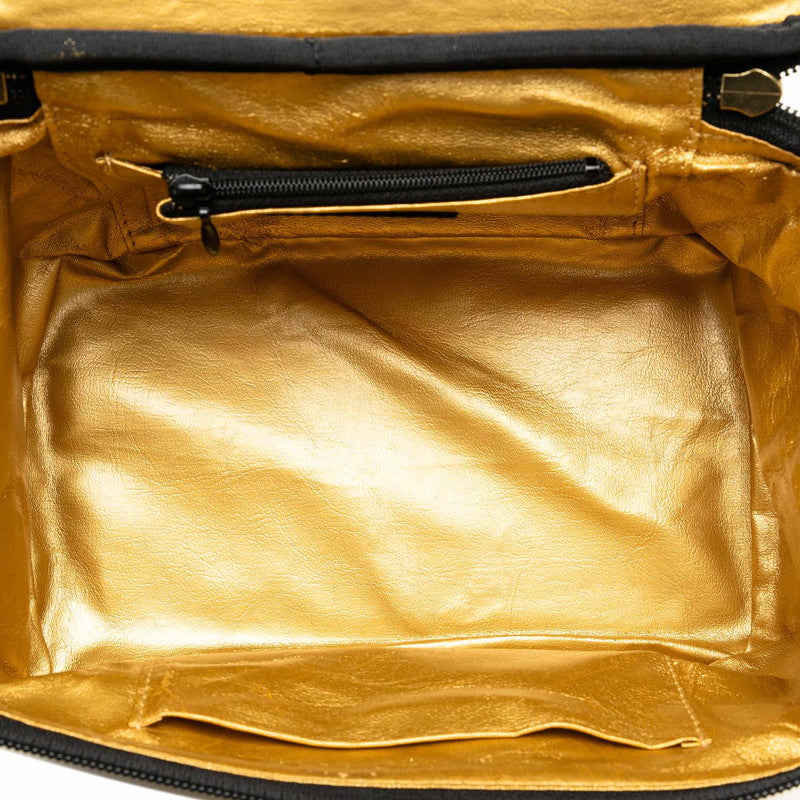 Versace Sunburst Vanity Bag PVC Leather Yellow Black in Very Good Condition