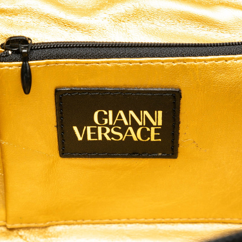 Versace Sunburst Vanity Bag PVC Leather Yellow Black in Very Good Condition