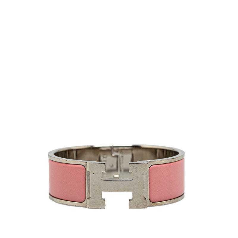 Hermes Click Clack GM Bangle Silver Pink