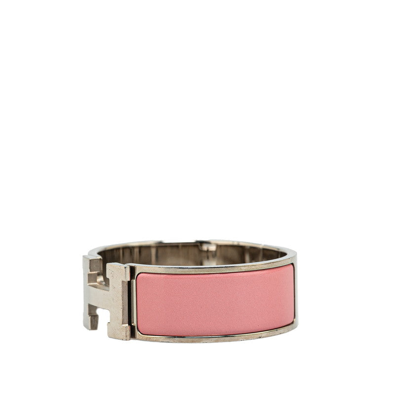 Hermes Click Clack GM Bangle Silver Pink