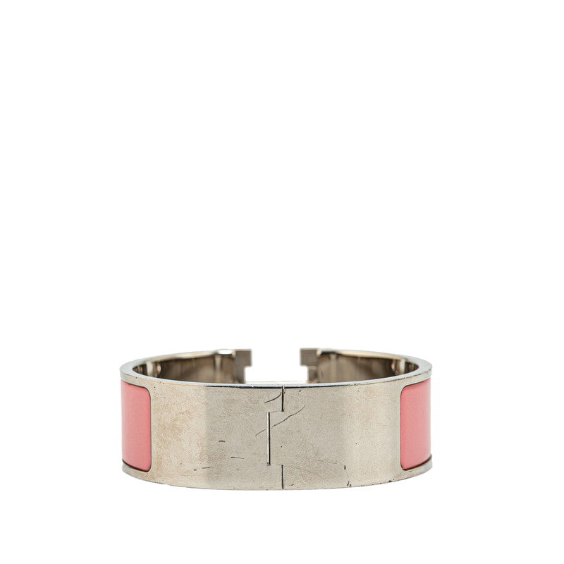 Hermes Click Clack GM Bangle Silver Pink