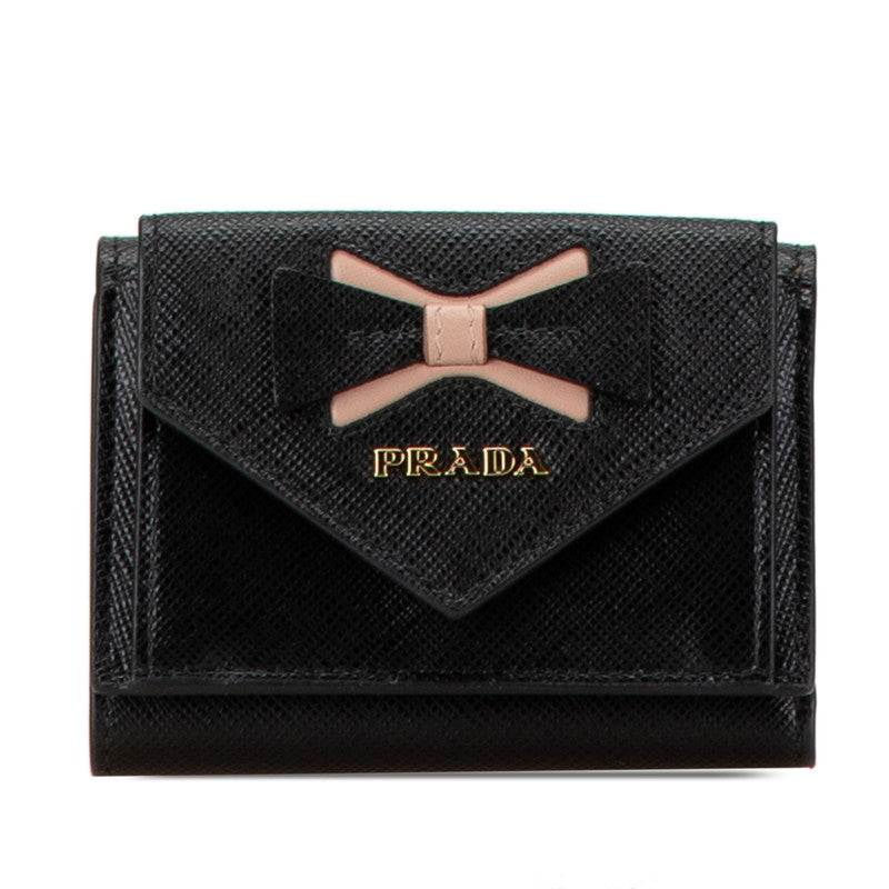 Prada Saffiano Ribbon Compact Wallet 1MH021