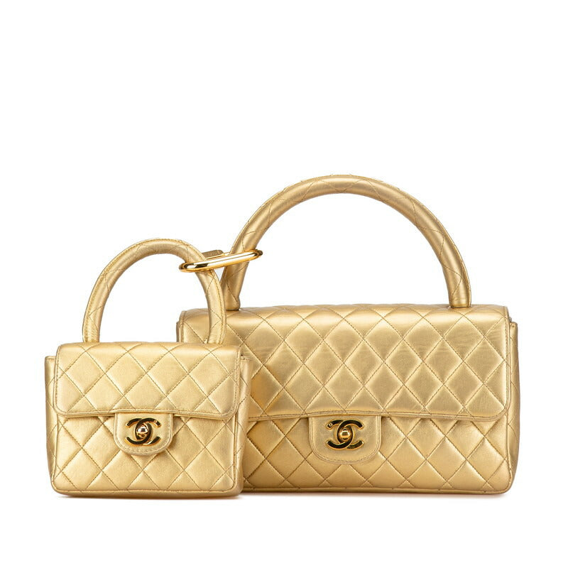 Chanel Matelasse Coco Mark Handbag Gold