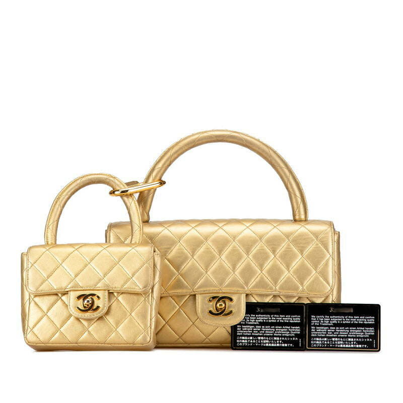 Chanel Matelasse Coco Mark Handbag Gold