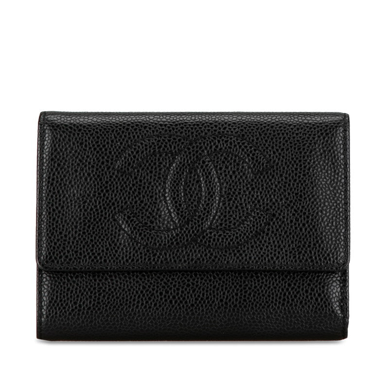 Chanel Caviar Skin Tri-Fold Wallet in Very Good Condition