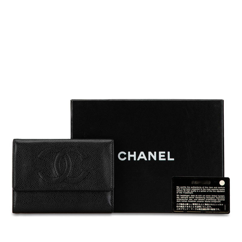 Chanel Caviar Skin Tri-Fold Wallet in Very Good Condition