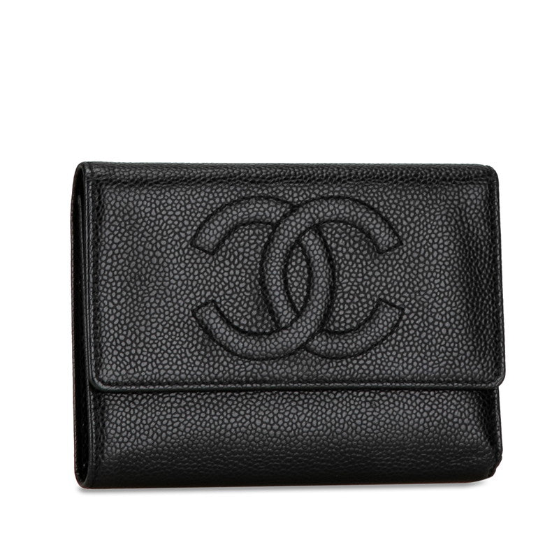 Chanel Caviar Skin Tri-Fold Wallet in Very Good Condition