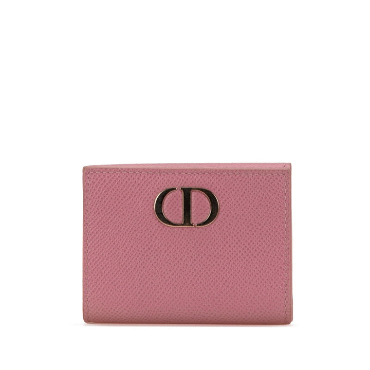 Dior Montaigne Compact Wallet Pink Leather in Very Good Condition