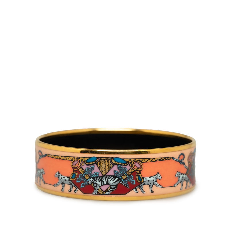 Hermes Enamel GM Bangle with Tiger and Leopard Design in Great Condition