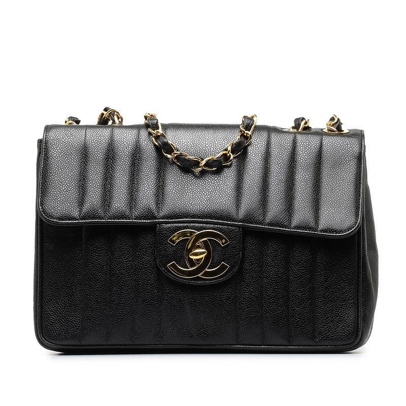 Chanel Caviar Skin Coco Mark Mademoiselle Double Chain Shoulder Bag in Very Good Condition