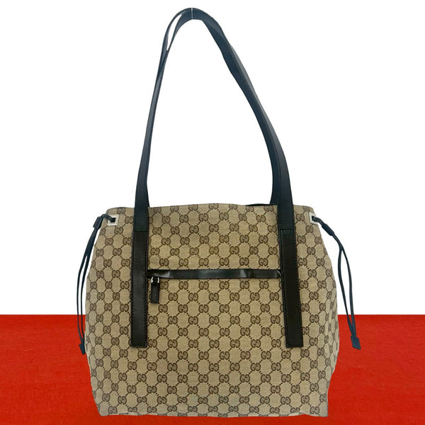 Gucci GG Canvas Leather Tote Bag